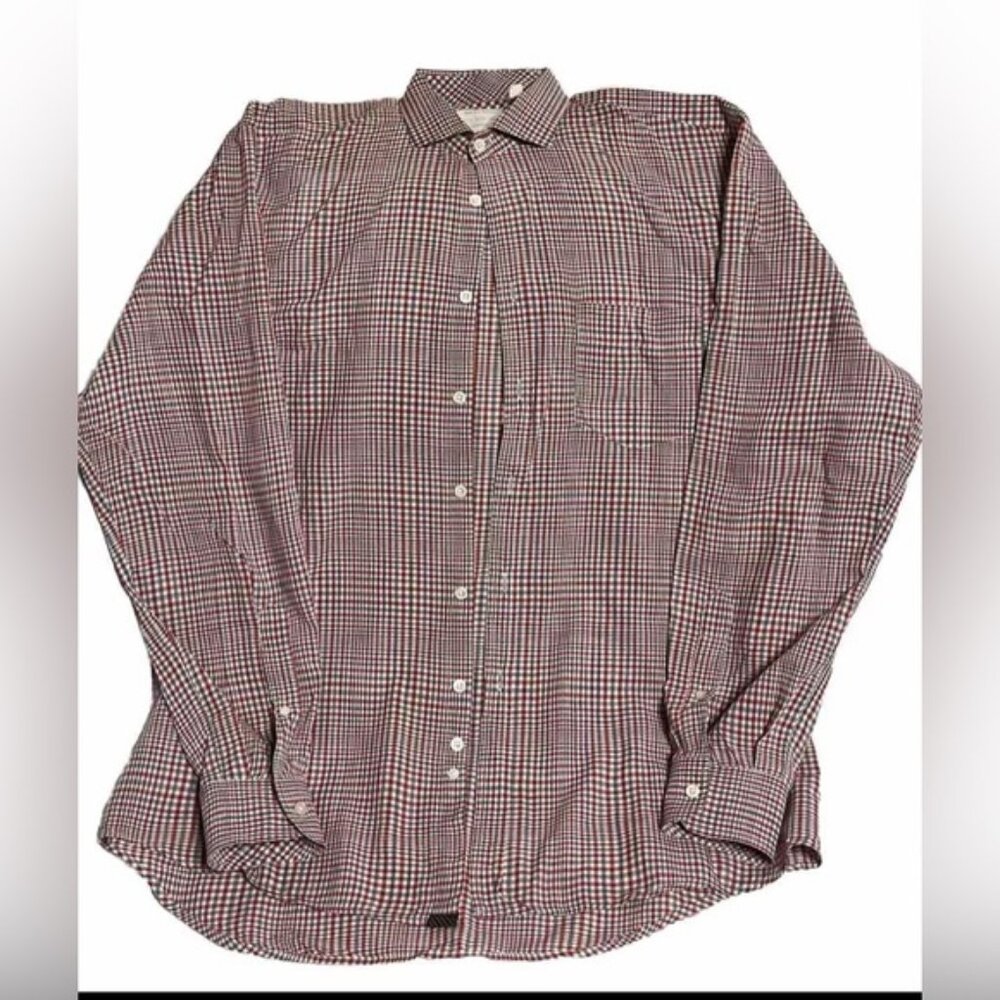 Billy Reid Button Shirt L Men Blue Red Check Cotton